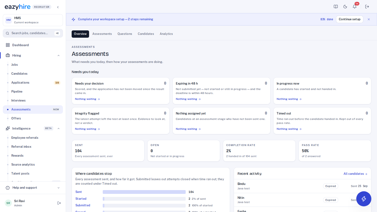 EazyHire assessments